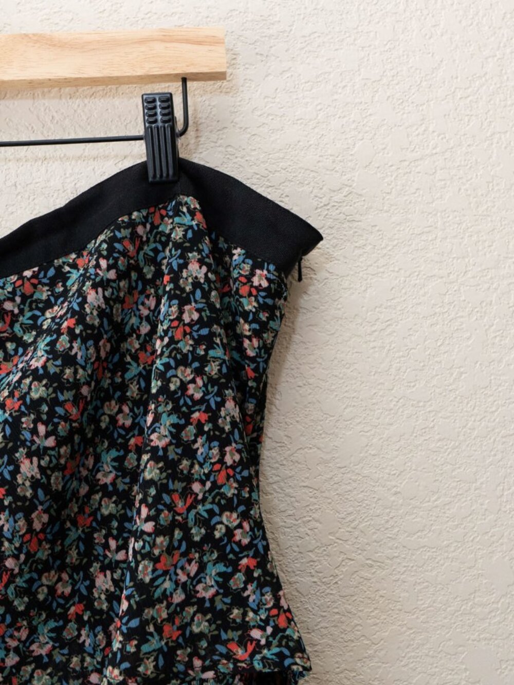 Lane Bryant Skirt Womens 24 Black Floral Tiered Ruffle Mini Side Zip Plus Size - Picture 5 of 12